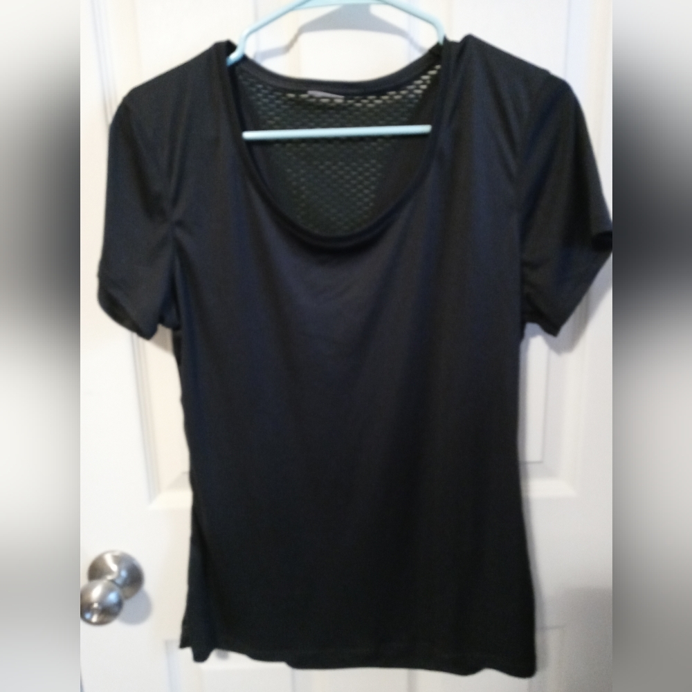 Athletic wear top. Short sleeve. Light weight. Color: Black. Size: L. (NWOT)